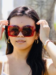 Sade Red Oversized Square Unisex Sunglasses