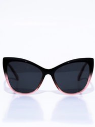 Sofia Women’s Cat Eye Black Pink Accent Sunglasses - Black