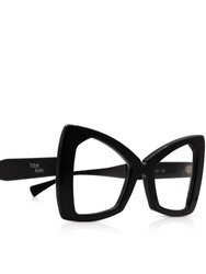 The Admiral Black Acetate Cat Eye Unisex Oversized Eyeglasses