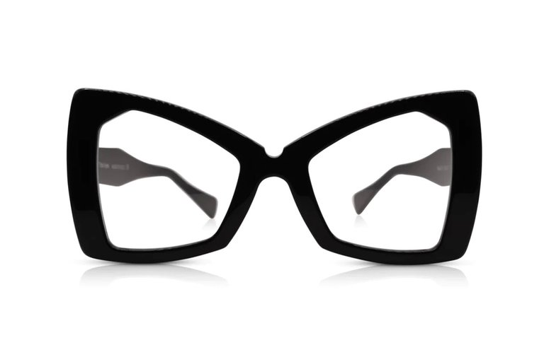 The Admiral Black Acetate Cat Eye Unisex Oversized Eyeglasses - Black