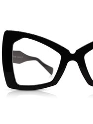 The Admiral Black Acetate Cat Eye Unisex Oversized Eyeglasses - Black