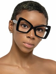 The Admiral Black Acetate Cat Eye Unisex Oversized Eyeglasses