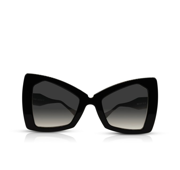 The Admiral Black Acetate Cat Eye Unisex Oversized Sunglasses - Black