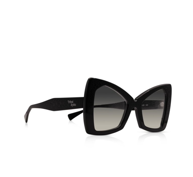 The Admiral Black Acetate Cat Eye Unisex Oversized Sunglasses