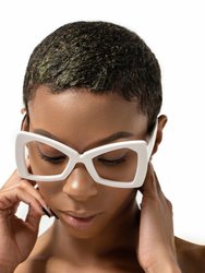 The Angolan White Cat Eye Unisex Oversized Eyeglasses