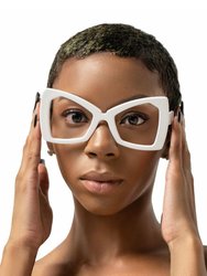 The Angolan White Cat Eye Unisex Oversized Eyeglasses