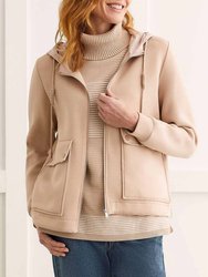 Hooded Zip Up Jacket In Cashmere - Cashmere