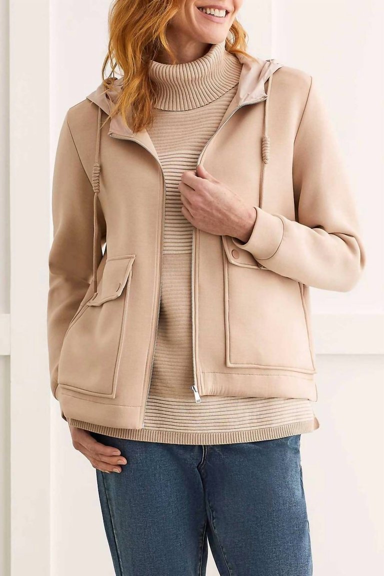 Hooded Zip Up Jacket In Cashmere - Cashmere