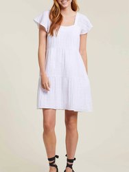 Lined Ruffle Dress In White - White