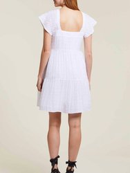 Lined Ruffle Dress In White