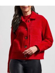 Long Sleeve Button Front Lined Jacket - Earth Red