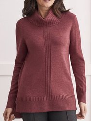 Long Sleeve Cowl Neck Sweater - H. Tibetan Red