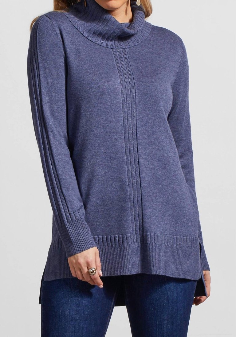 Long Sleeve Cowl Neck Sweater - H. Sapphire