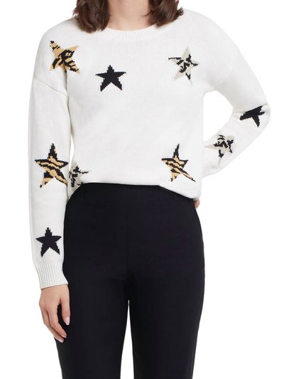 TRIBAL Long Sleeve Crew Neck Sweater With Intarsia Stars In Cream product