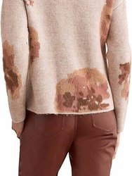 Long Sleeve Funnel Neck Sweater In Rosepink