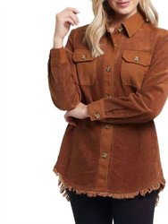 Long Sleeve Shacket In Sepia - Sepia