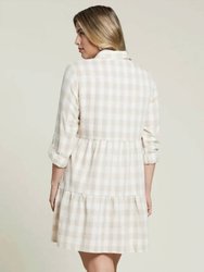 Long Sleeve Shirt Dress-Flax In Flax