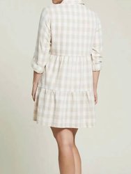 Long Sleeve Shirt Dress-Flax In Flax