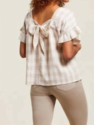 Ruffle Sleeve Blouse With Back Tie Detail-Flax In Flax