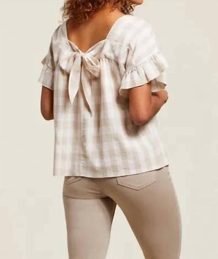 Ruffle Sleeve Blouse With Back Tie Detail-Flax In Flax