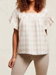 Ruffle Sleeve Blouse With Back Tie Detail-Flax In Flax - Flax