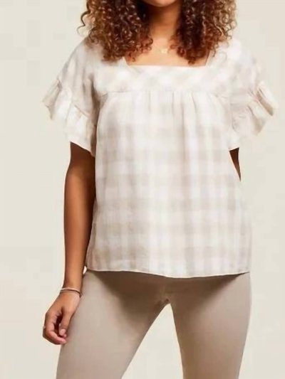 TRIBAL Ruffle Sleeve Blouse With Back Tie Detail-Flax In Flax product