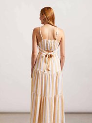 Striped Maxi Dress With Back Tie