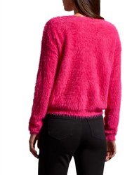 V-Neck Sweater In Fuchsia Pink