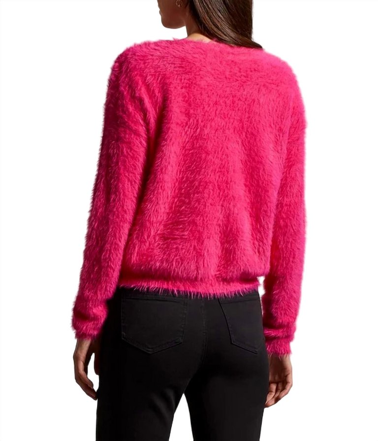 V-Neck Sweater In Fuchsia Pink