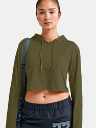 TriDri Womens/Ladies Cropped Long-Sleeved T-Shirt (Olive)