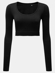 TriDri Womens/Ladies Ribbed Seamless 3D Crop Top - Black