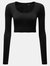 TriDri Womens/Ladies Ribbed Seamless 3D Crop Top - Black