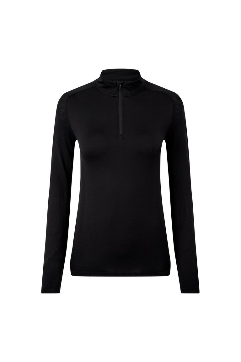 TriDri Womens/Ladies Seamless 3D Fit Multi Sport Performance Zip Top (Full Black) - Full Black