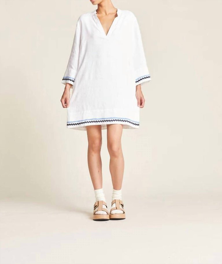 Lucca Shift Dress In White W/ Ric Rac - White W/ Ric Rac