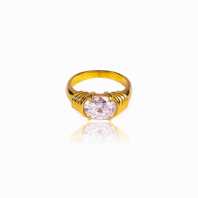 Ease Ring - Crystal - 18k Gold Plated
