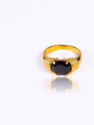 Ease Ring - Onyx - 18k Gold Plated