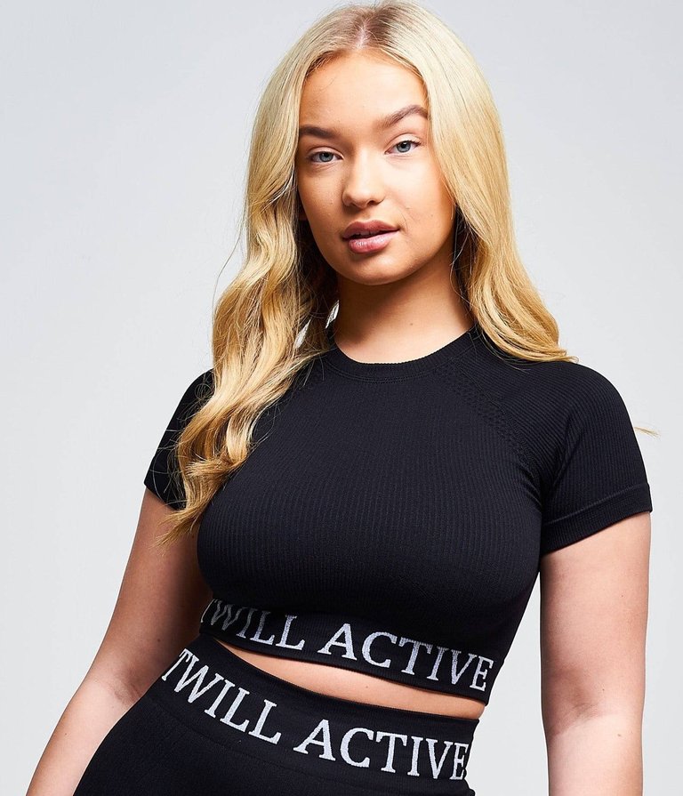 Avra Panel Recycled Seamless Crop Top - Black