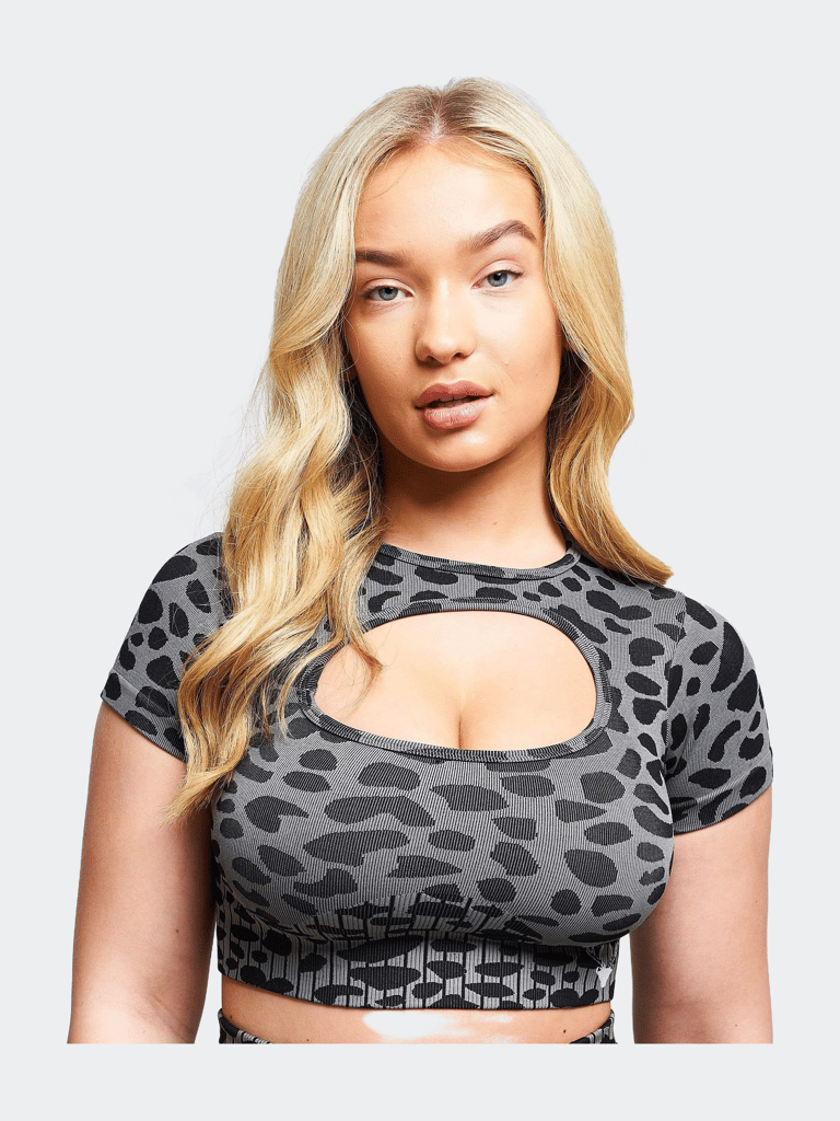 Caneva Leopard Recycled Cut Out Crop Top