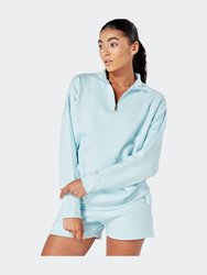 Essentials Oversized Funnel Neck Zip Up Sweatshirt - Blue