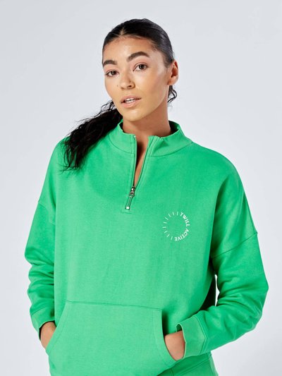 Twill Active Essentials Oversized Funnel Neck Zip-Up Sweatshirt - Green product