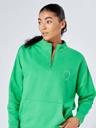 Essentials Oversized Funnel Neck Zip-Up Sweatshirt - Green