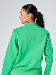 Essentials Oversized Funnel Neck Zip-Up Sweatshirt - Green