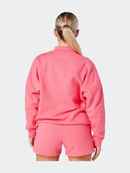 Essentials Oversized Funnel Neck Zip Up Sweatshirt - Pink