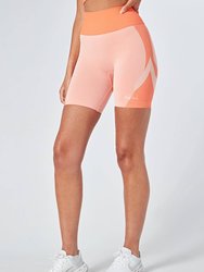 Recycled Colour Block Body Fit Cycling Shorts - Coral - coral