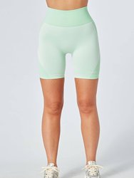 Recycled Colour Block Body Fit Cycling Shorts - Green