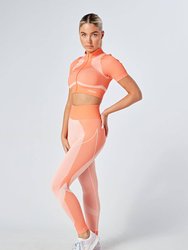 Recycled Colour Block Body Fit Legging - Coral - Coral