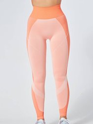 Recycled Colour Block Body Fit Legging - Coral