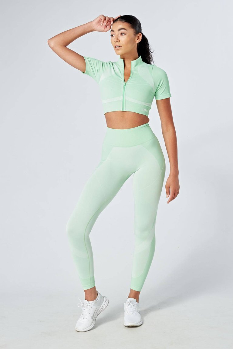 Recycled Colour Block Body Fit Legging - Green - Green