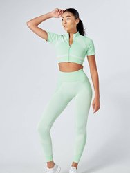 Recycled Colour Block Body Fit Legging - Green - Green