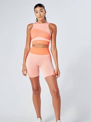 Recycled Colour Block Body Fit Racer Crop Top - Coral